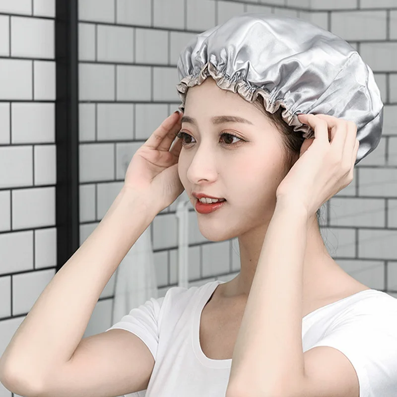 

4328 Многоразовая шапочка для купания волос — двухслойная конструкция для дома, путешествий и обработки волос, двухслойная шапочка для душа