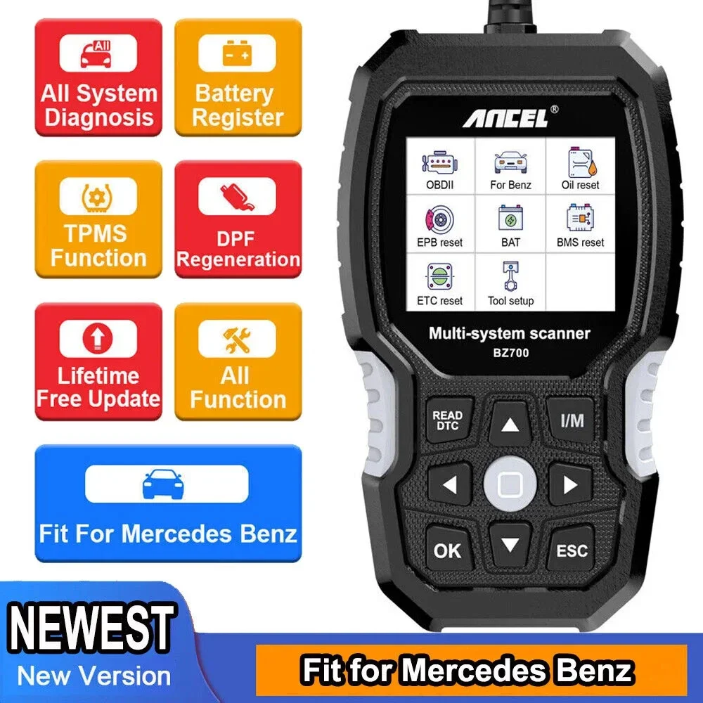 Professional Automotive OBD2 Diagnostic Tool For Mercedes Benz All System Car Code Reader ABS SRS SAS TPMS Reset Scan Tool