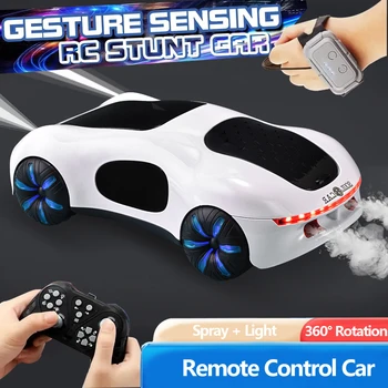 Kids Remote Control Car Gesture Sensor Toy Car with Spray Light 360° Off Road Rc Stunt Cars Auto Toys for Boys Girls Gifts