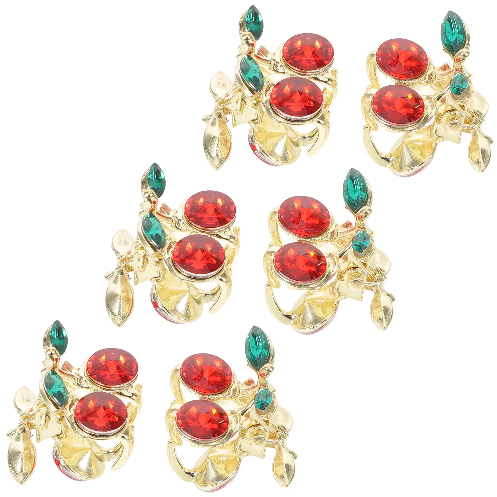 

6Pcs Cherry Shaped Mini Hair Clips Sparkling Rhinestones Girls Accessories Lightweight Comfortable Metal Hairpin Headwear
