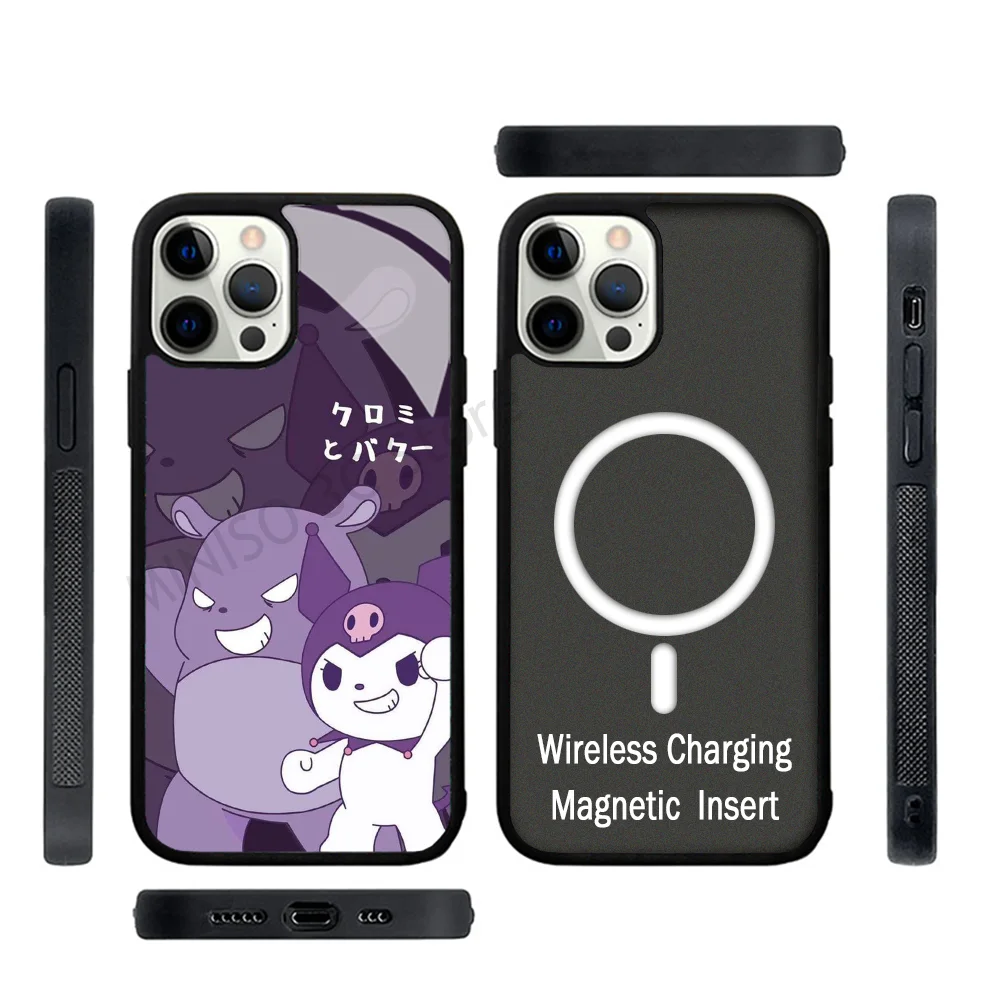 

Kawaii Kuromi And Baku Phone Case Strong Magnetic For IPhone 15 14 13 Pro Max 11 12 Mini For Magsafe