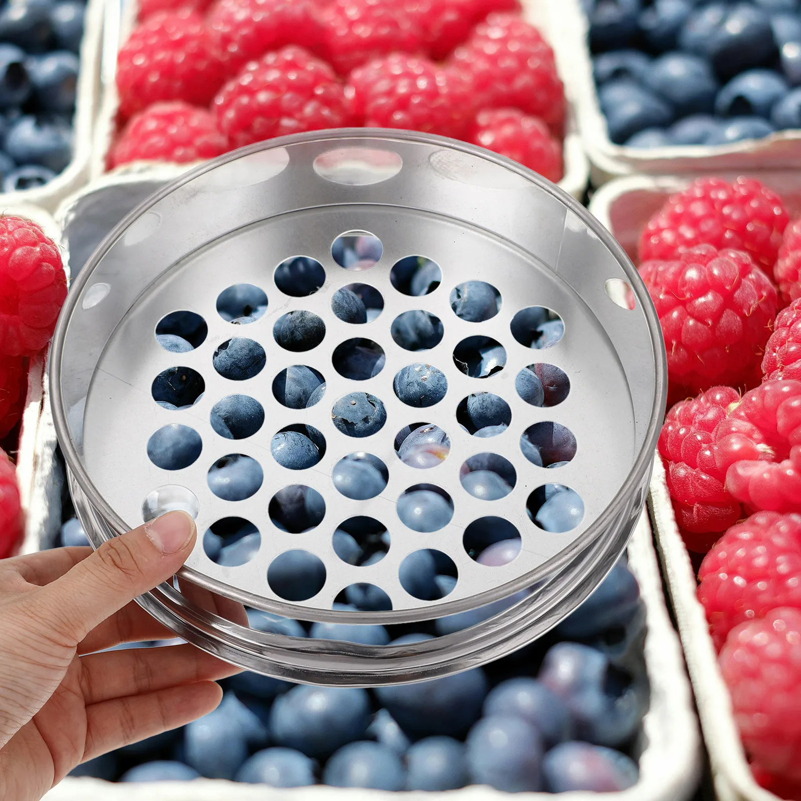 

Stainless Steel Blueberry Sieve Round Hole Mesh Sifter Easy Clean Home Multi-Purpose Food Grade Sieve Sand Sifter Sieves