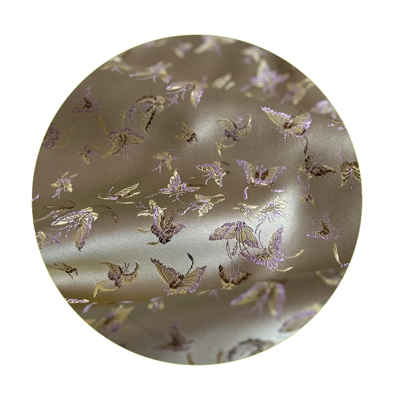 紫色の蝶のカラフルな織物ブロケード生地縫製ベスト袍DIY人形服デザイナー生地