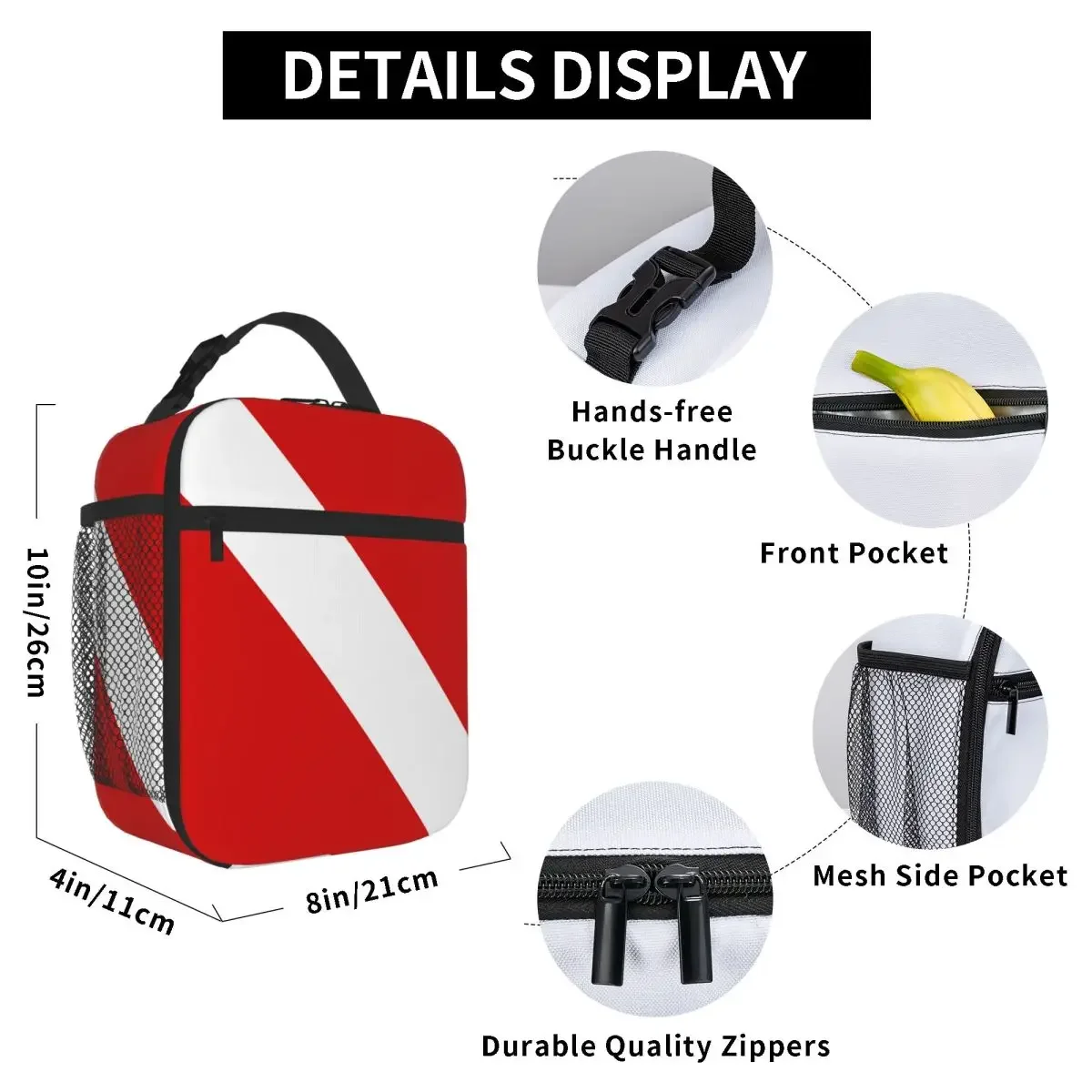Hot Sale Diver Flag Portable Design Neoprene Lunch Bag Weekend Getaway Bento Bag