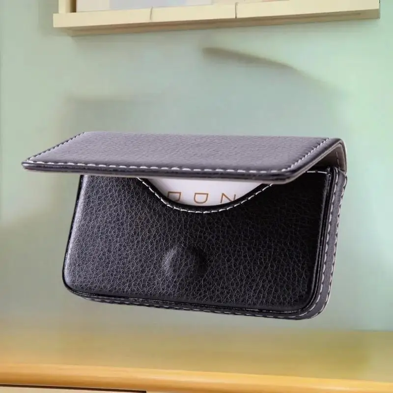 Genähtes Kreditkartenetui aus PU-Leder für Visitenkartenetui mit magnetischem Verschluss für Männer und Frauen