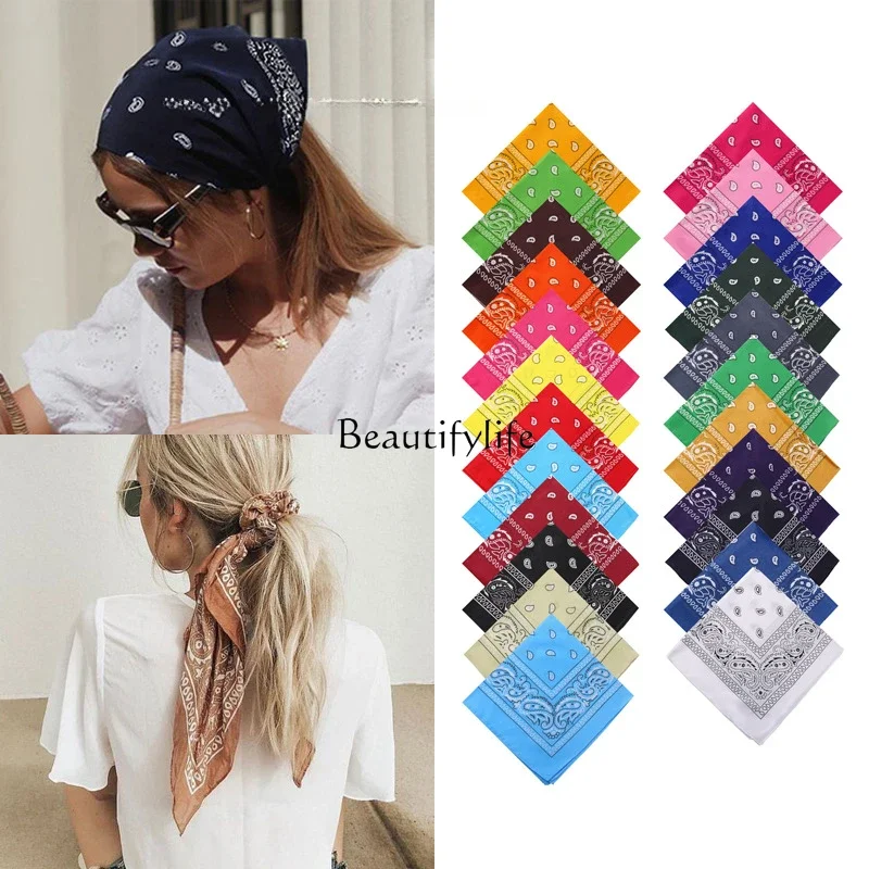 

Beautiful outdoor riding multi-functional headscarf, cashew flower square scarf