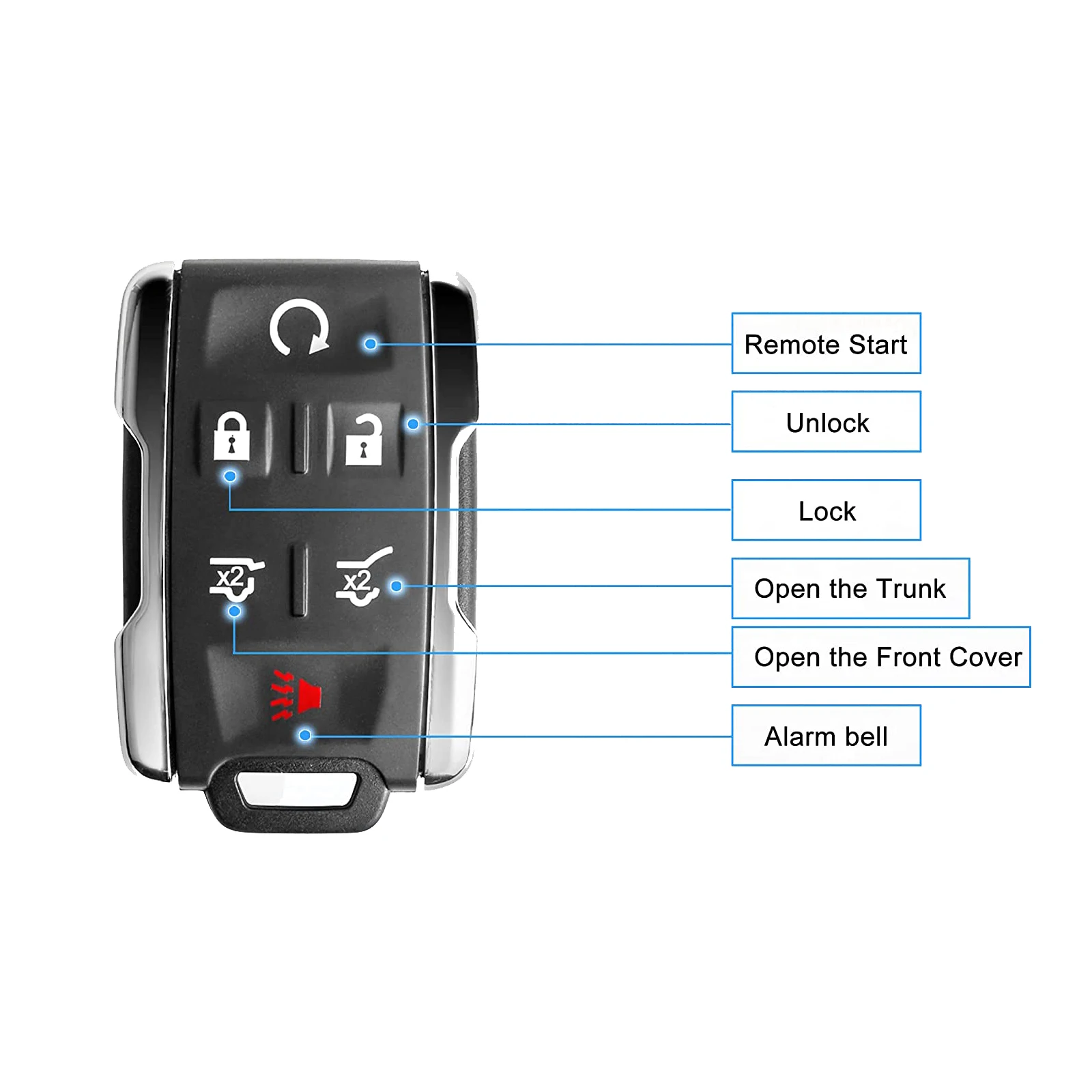 Carcasa de llave de coche sin placa de circuito, mando a distancia sin llave, 3/4/5/6 botones, para Chevrolet, Colorado, Silverado, GMC, Canyon,