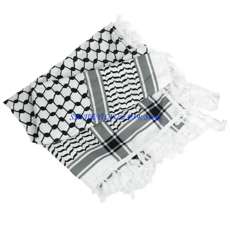 E21F Elastic Scarf Jacquard Pattern Headscarf Arab Headwrap Religious Kerchief
