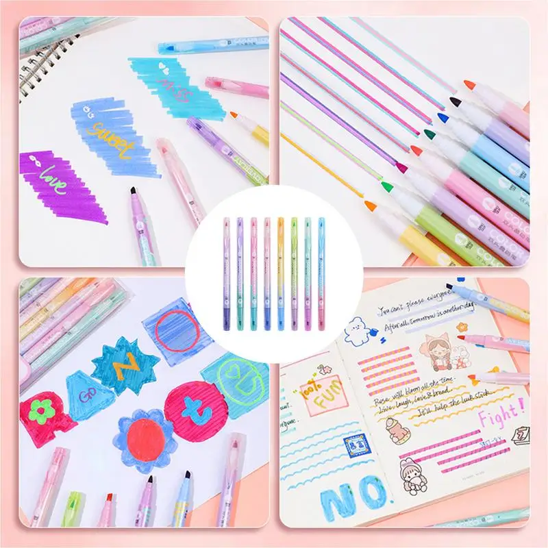 Rotuladores Resaltadores para dibujar, rotuladores de doble punta de colores, sujeción cómoda, herramienta de manualidades DIY para diario, póster, tarjeta de felicitación