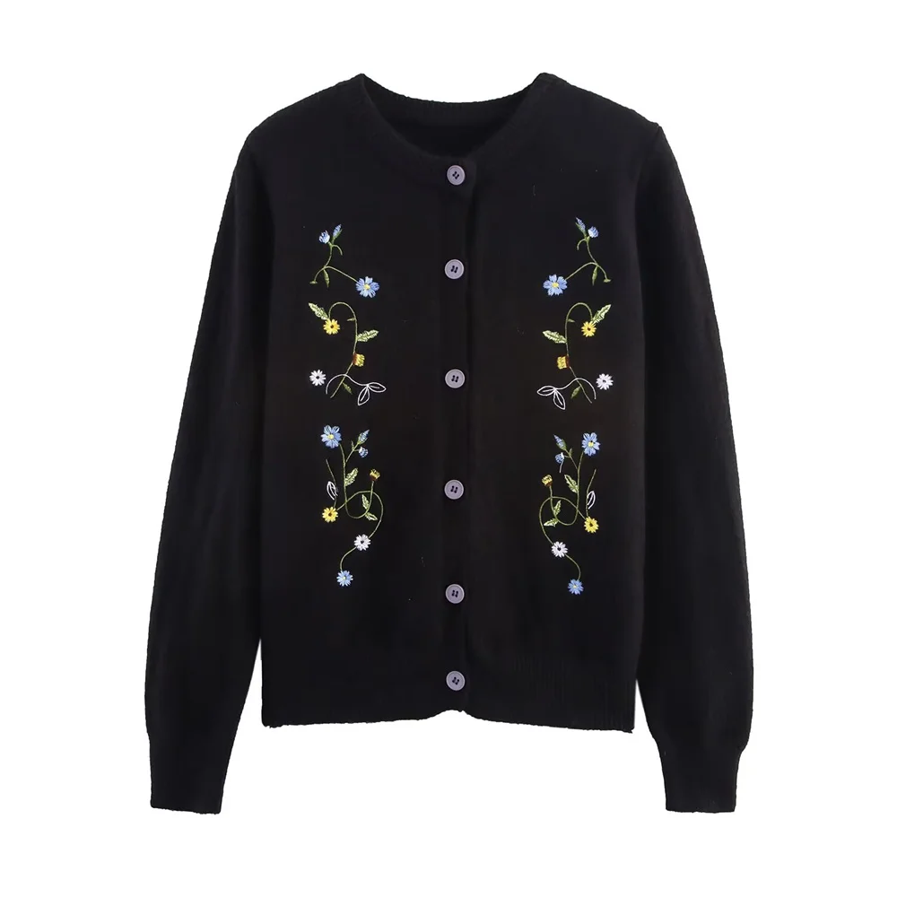 ملابس نسائية جديدة على الطراز الأوروبي والأمريكي سترة محبوكة مطرزة بسيطة ومتعددة الاستخدامات