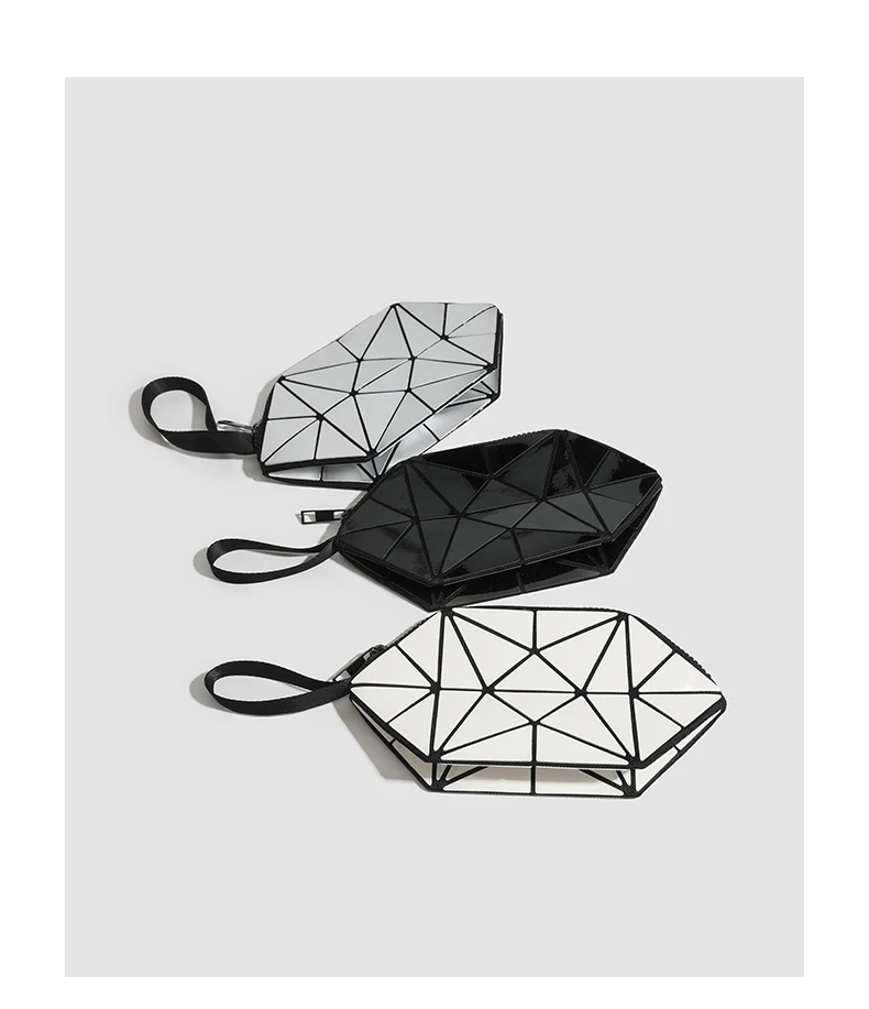 Einfache tragbare Make-up-Aufbewahrungstasche, leichte multifunktionale Tasche mit geometrischem Muster, Reise-Kulturbeutel, Münzgeldbörse, Kosmetiktasche – Detail 10
