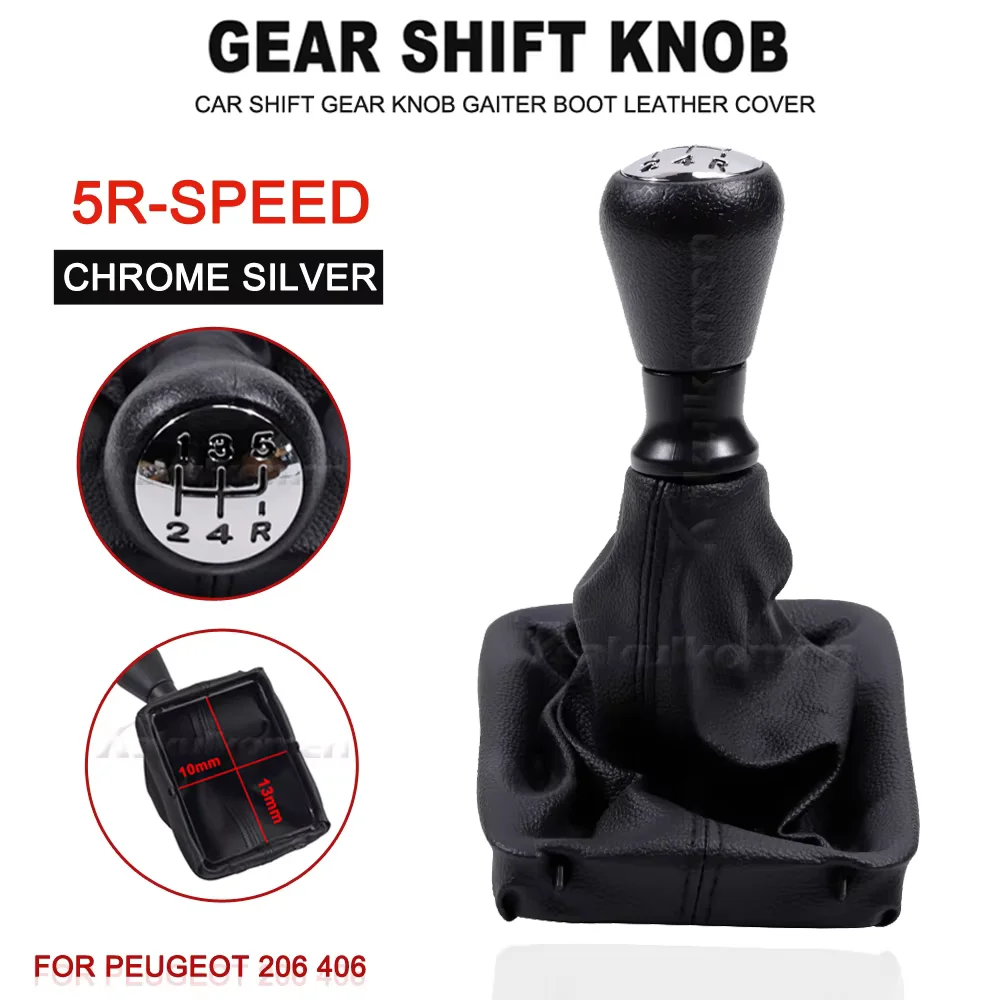 Neues Produkt Auto-Zubehör 5-Gang-Schaltknauf Schalthebel Handknauf Schaltmanschette für Peugeot 206 406 Auto