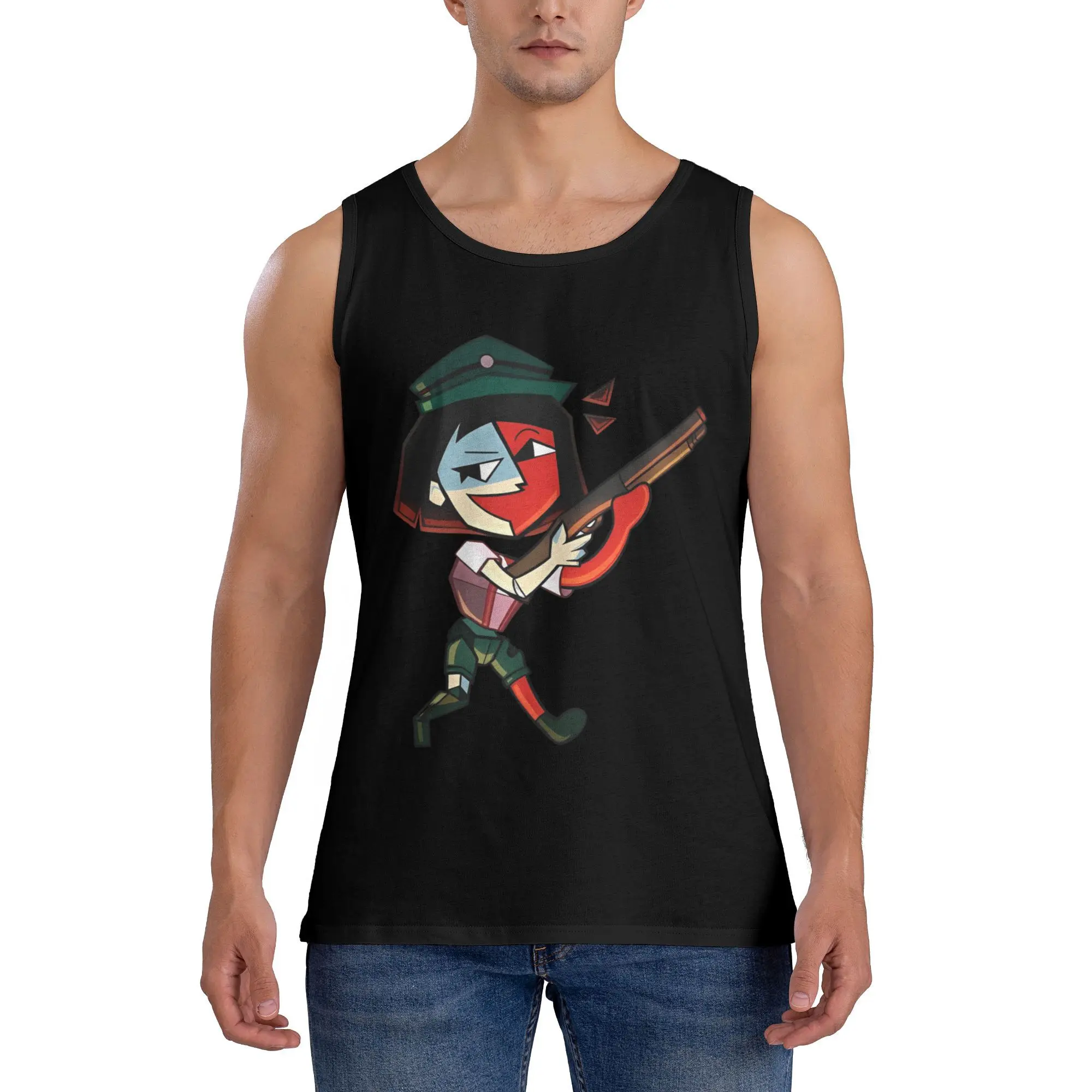 

Dream BBQ ENA With Gun Tank Top Men Streetwear Tops Summer Training Design Sleeveless Shirts Big Size 2XL 3XL