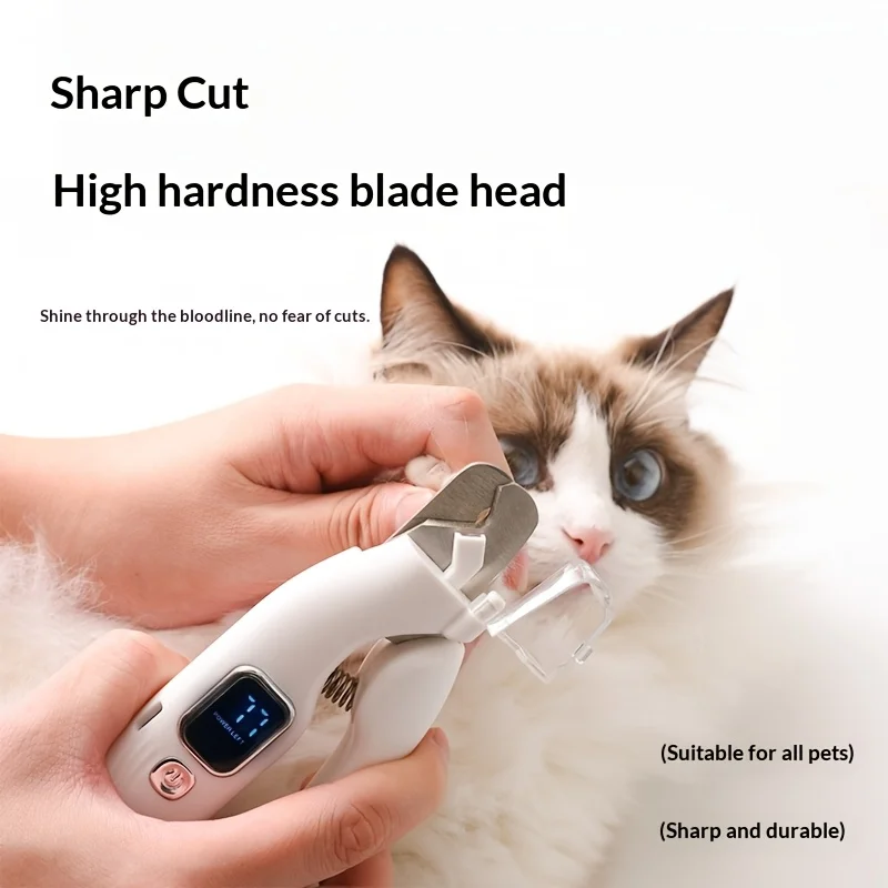 Rechargeable 2-in-1 Pet Nail Clipper and Grinder, Combining Trimming Filing Functions. Equipped with LED Lighting