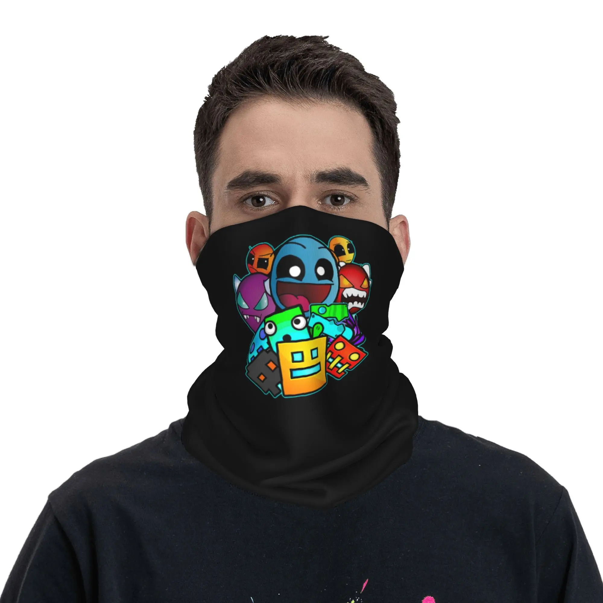 geometry dash old school gaming Bandana Neck Cover Printed Mask Scarf Multifunction Face Mask Riding Unisex Adult All Season