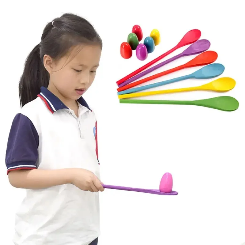 เด็ก BALANCE Stick ไม้ BALANCE ช้อนผู้ถือไข่เด็กกีฬากลางแจ้งของเล่นทีมอาคารโรงเรียน BALANCE การสอน props