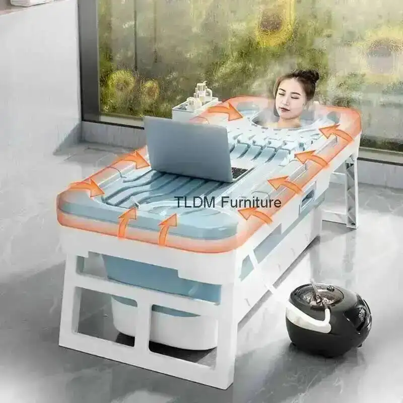 Bathtub Plastic for Bathroom Bathing Tub Simple Drainable Folding Bathtub Modern Adult Thickened Portable Bathtubs for Home
