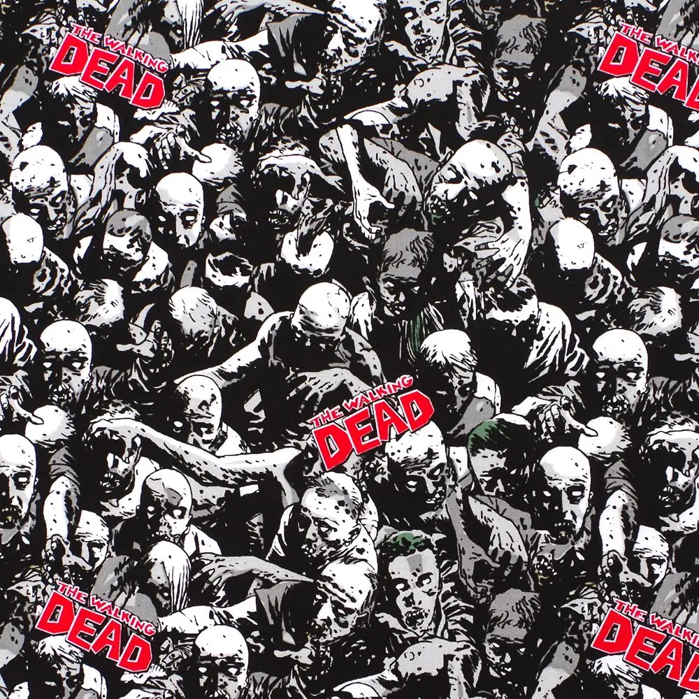 1 Yard Cotton Fabric For Cloth, Bag, Bedding, Walking Dead Zombies, The Walking Dead, Width=108cm