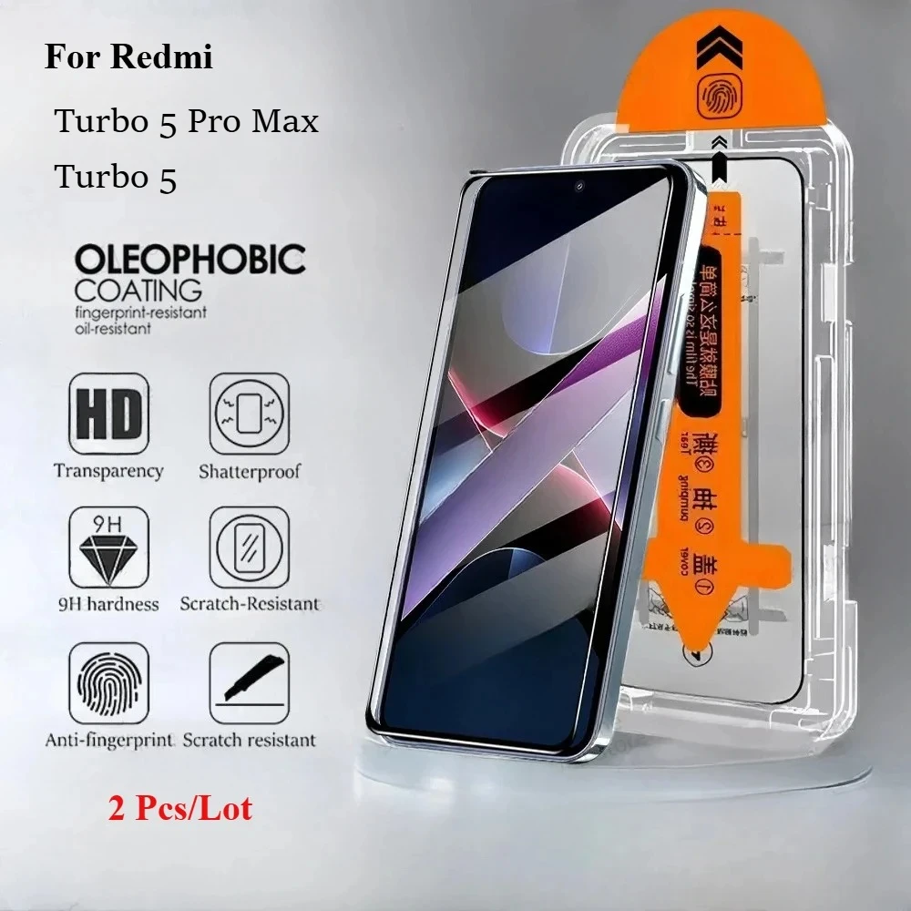 

2 шт., простое в установке закаленное стекло для Xiaomi Redmi Turbo 5 Pro Max, защитное стекло без пыли для Redmi Turbo 5, стекло премиум-класса