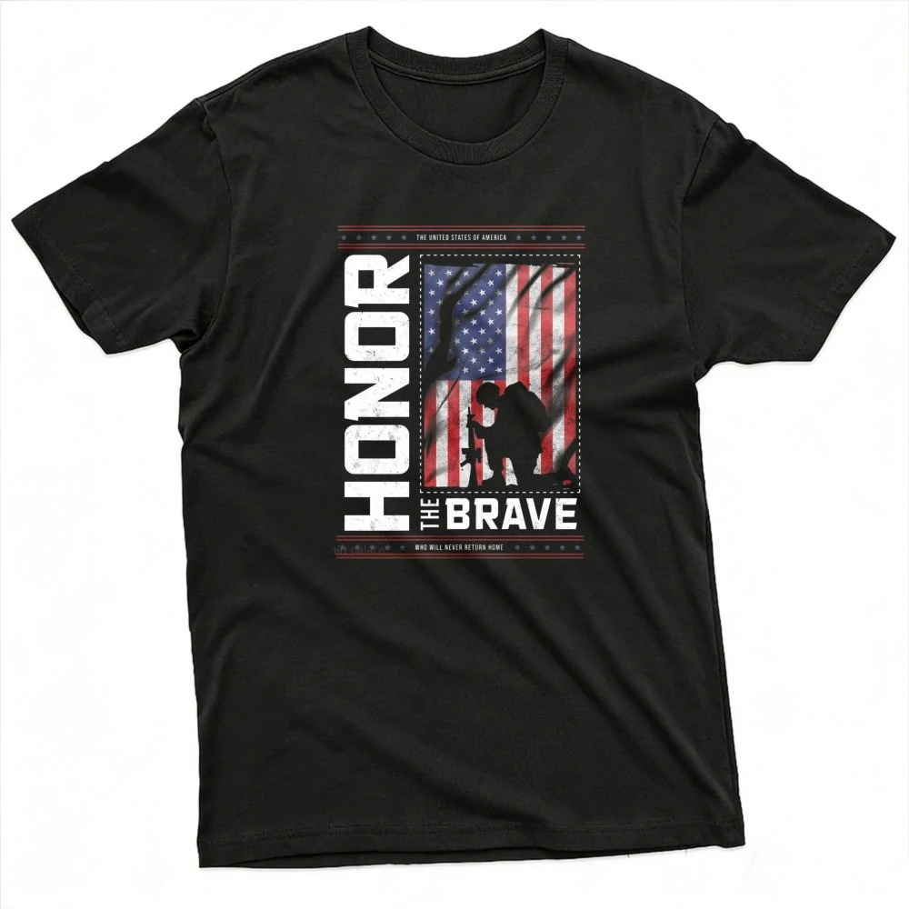 Honor The Brave Who Will Never Return Home Usa Memorial Day Patriotic Men T-Shirt Cotton Summer Short Sleeved Tops