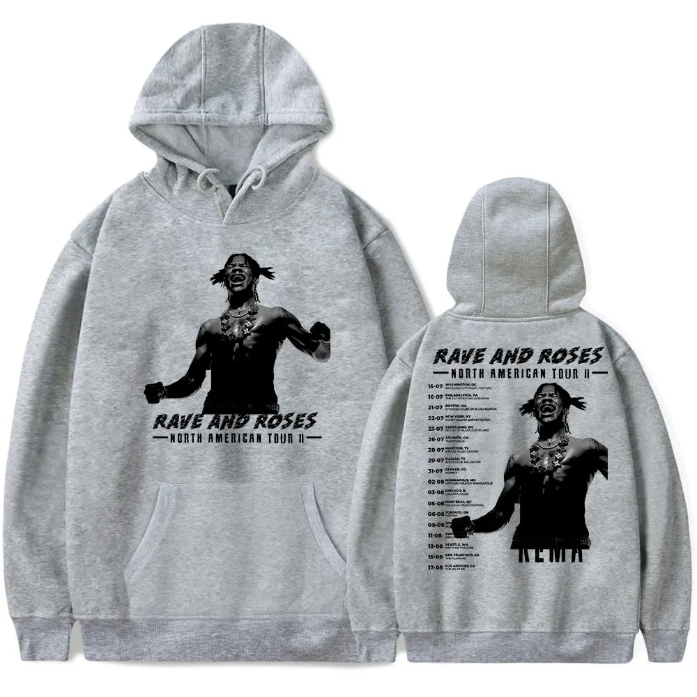 Rema-Sudadera con capucha para hombre y mujer, suéter Unisex con estampado de Rave And Roses, Tour de América del Norte, estilo hip hop, informal, a la moda, 2023