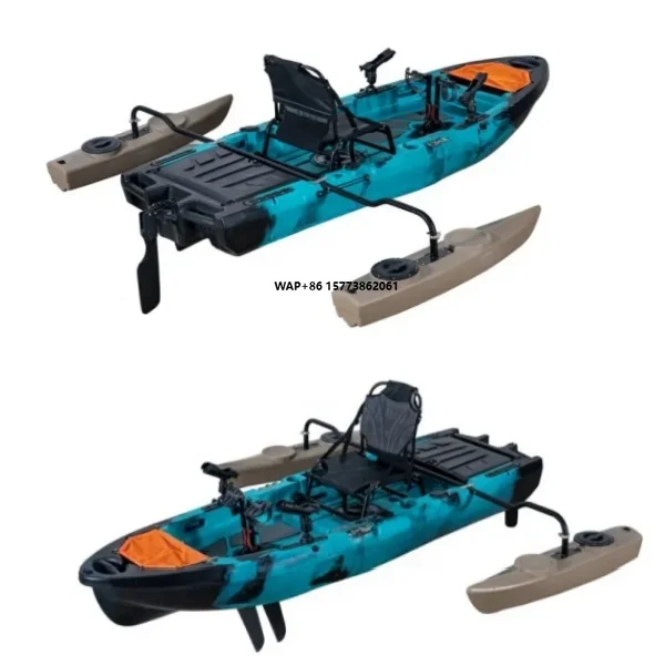 

13-футовая моторная лодка-каяк Propel Peal Drive для рыбалки с рулевой рамой, сиденьем и веслом для океана, воды и реки