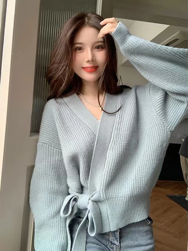 

Retro Design Slimming Women's Sweater Coat Lazy Sle Versatile Autumn Winter Faion Outerwear Long Sve Casual Knitwear