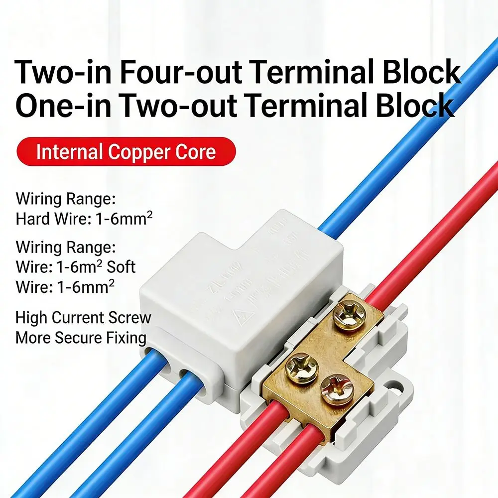 New Spliceable High Power Splitter Conductor Brass 1-6mm² Quick Terminal Block Wiring Connector Electrical