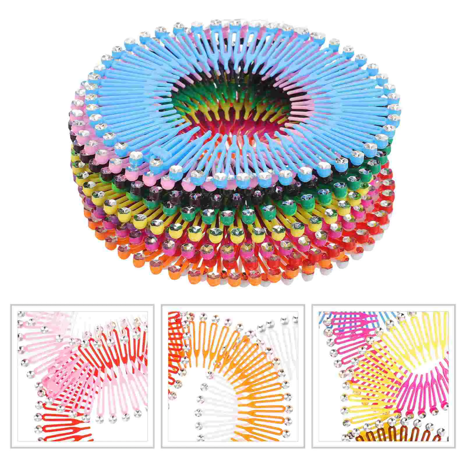 

13 Pcs Hair Ring Rice Noodle Comb Clips for Circle Headband Plastic Stretch Flexible