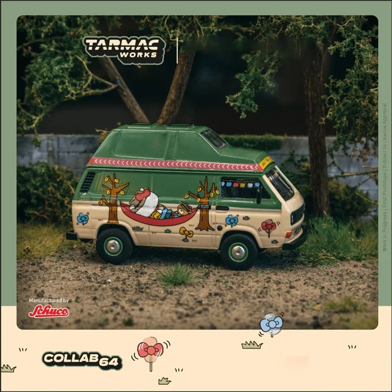 

Tarmac Work 1:64 T3 Van Camping Green Yellow Die-Cast Car Models