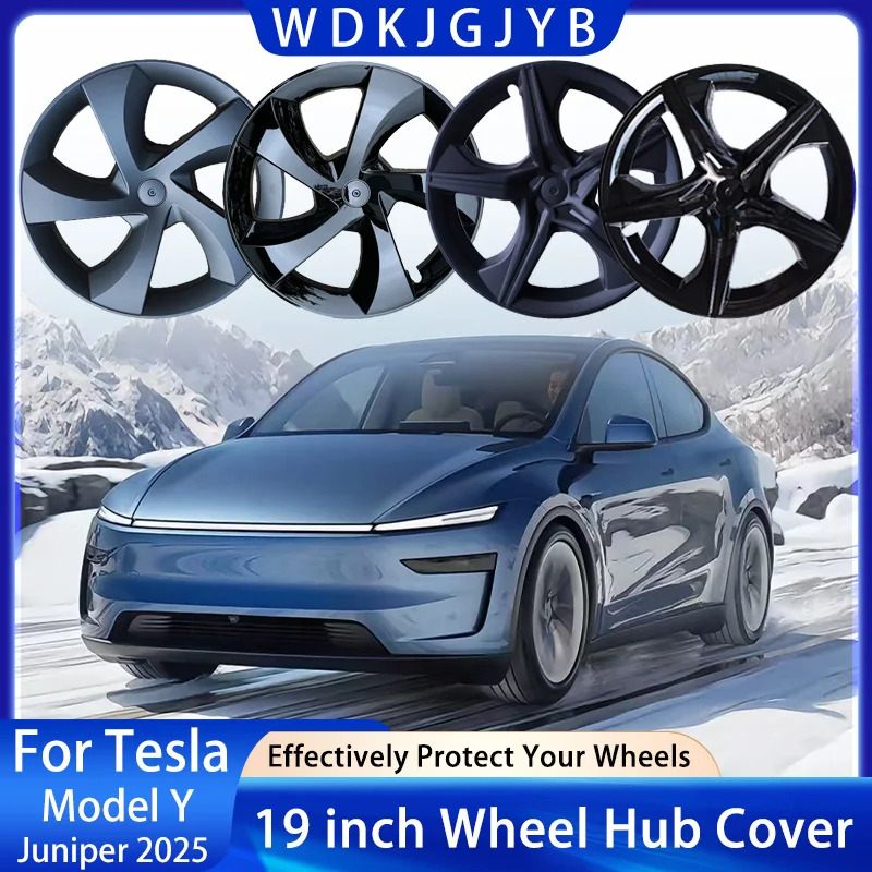For Tesla Model Y Juniper 2025 4PCS 19 Inch Wheel Cap Automobile Performance Replacement Wheel Hubcap Full Rim Cover Accessories