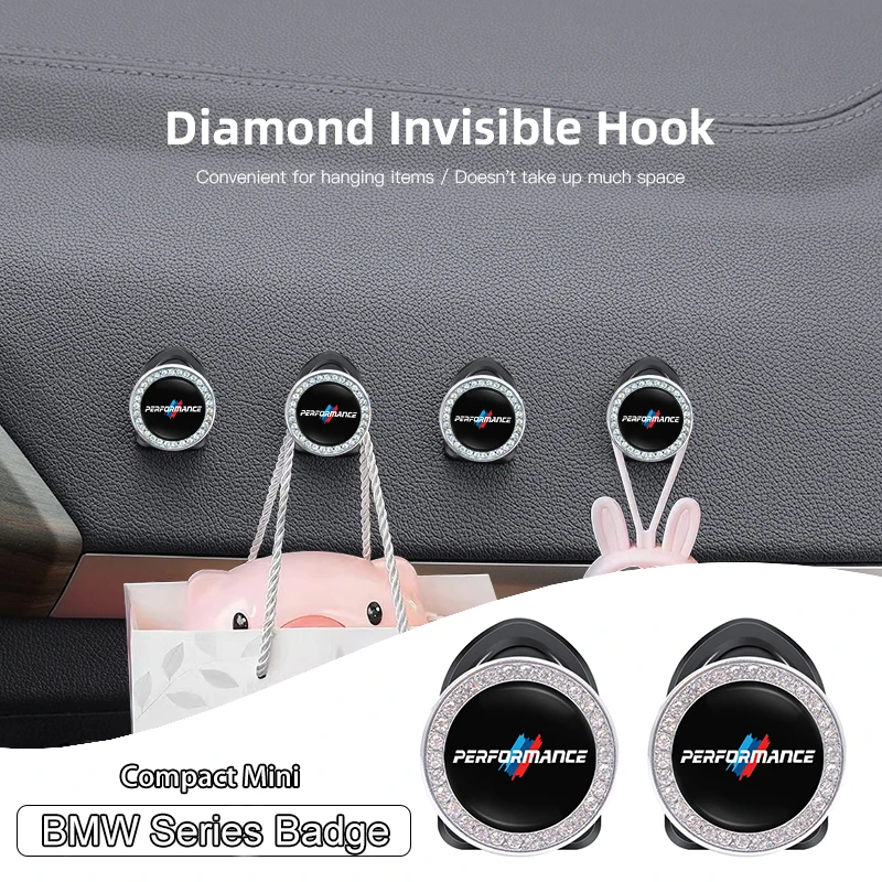 Car Hook Diamond Mini Holder Paste Hooks Storage Clip For BMW Performance M E91 G20  X3 X1 X5 F10 F20 E90 E87 E46G11 Accessories