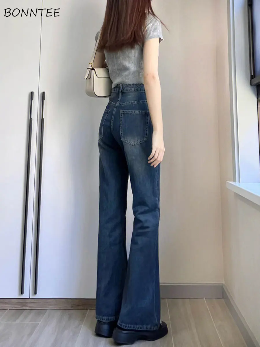 

Flare Jeans Women High Waist Casual Washed Streetwear Y2k Clothes Mopping Vintage Denim Trousers All-match Korean Fashion Summer