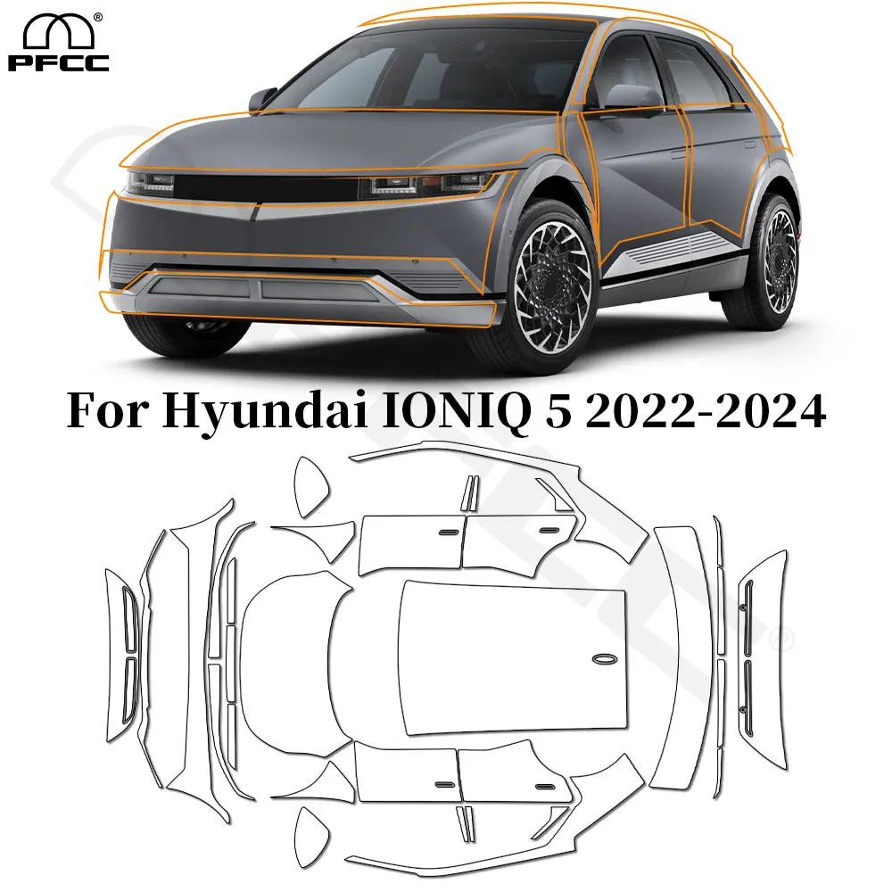

For Hyundai IONIQ 5 2022-2024 TPU Paint Protection Film Pre-cut Clear PPF Car Body Anti-scratch Resistant Invisible Repairable