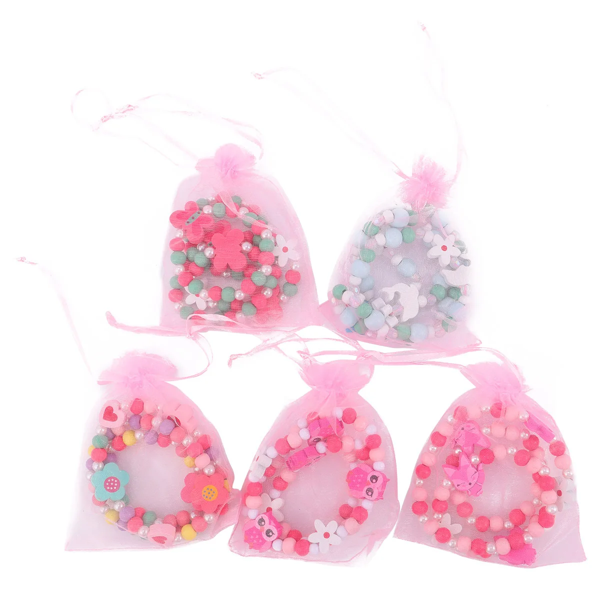 5-set kinderketting armband set cartoon kralen sieraden voor kinderen lichtgewicht leuk cadeau voor verjaardag vakantie kerst speeltijd