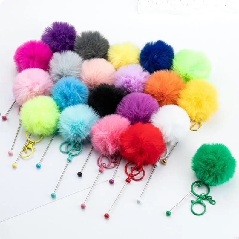 090B Chaveiro peludo multicolorido para casas carro acessórios pessoais, decorações bolsas adequadas para várias bolsas