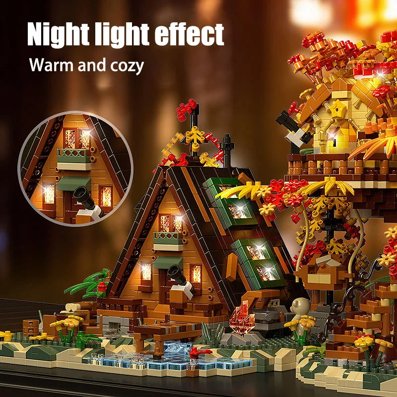 4876 Uds. Micro ladrillos creativos 2 en 1 bosque casa en el árbol cabina de madera bloques de construcción decoración de escritorio juguetes regalo para amigo adulto