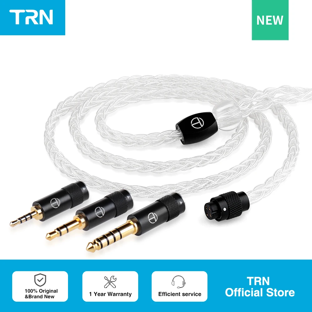 TRN-Cable de plata pura T3 PRO de 8 núcleos, Conector de 4,4/2,5/3,5/MMCX tipo C/2 pines, actualizado, para Kz Moondrop VX PRO BAX