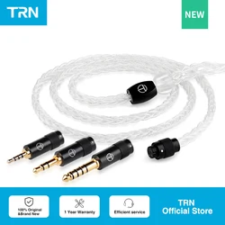 TRN T3 PRO 8 Core Pure Silver Cable 4.4/ 2.5/3.5/Type C MMCX/2PIN Connector Upgraded Wire Earphones For Kz Moondrop VX PRO BAX