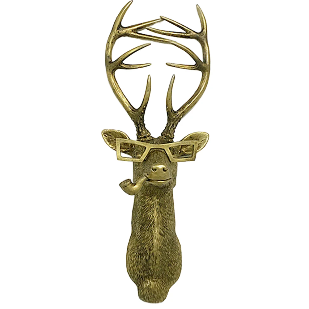 نظارات على شكل رأس غزال للتعليق على الحائط من البرونز المقلد لتزيين الحائط على شكل حيوانات مناسبة لغرفة المعيشة وغرفة النوم ومدفأة المكتب