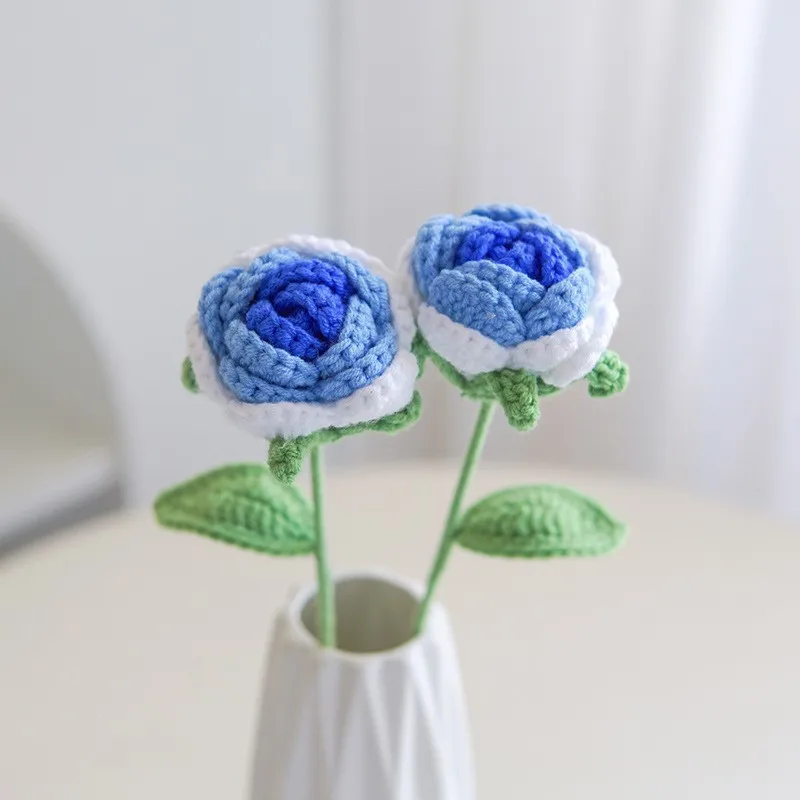Fertige Strick- und Häkelrosen, künstliche Blumen für Hochzeit, Braut, Valentinstag, Geburtstag, Party, Heimdekoration – Detail 3