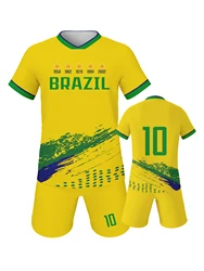 Soccer Jersey for Kids Football Training Outfit France Spain Italy Brazil Football Uniforms Boys Girls Breathable Sports Set