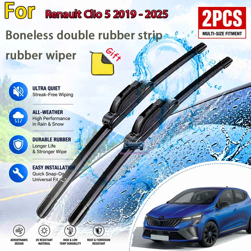

Front Wiper Blades For Renault Clio 5 2019 - 2025 Windshield Windscreen Window Brushes 28"+12" Modification parts