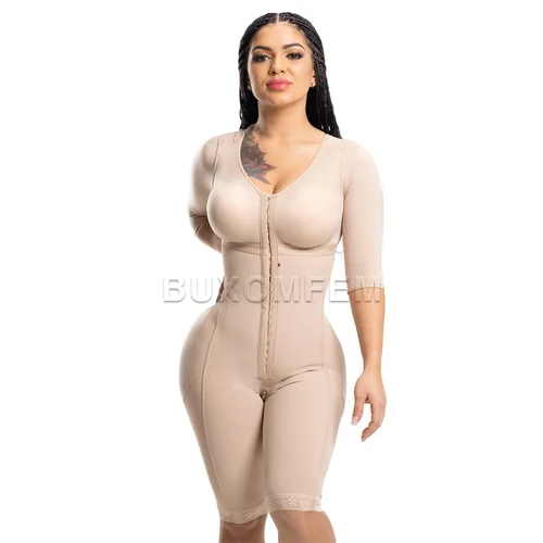 Imagen 2 del producto Faja sin costuras con mangas y sujetador elástico ajustado Push Up moldeador de cuerpo completo monos ajustables con gancho faja moldeadora de ojos