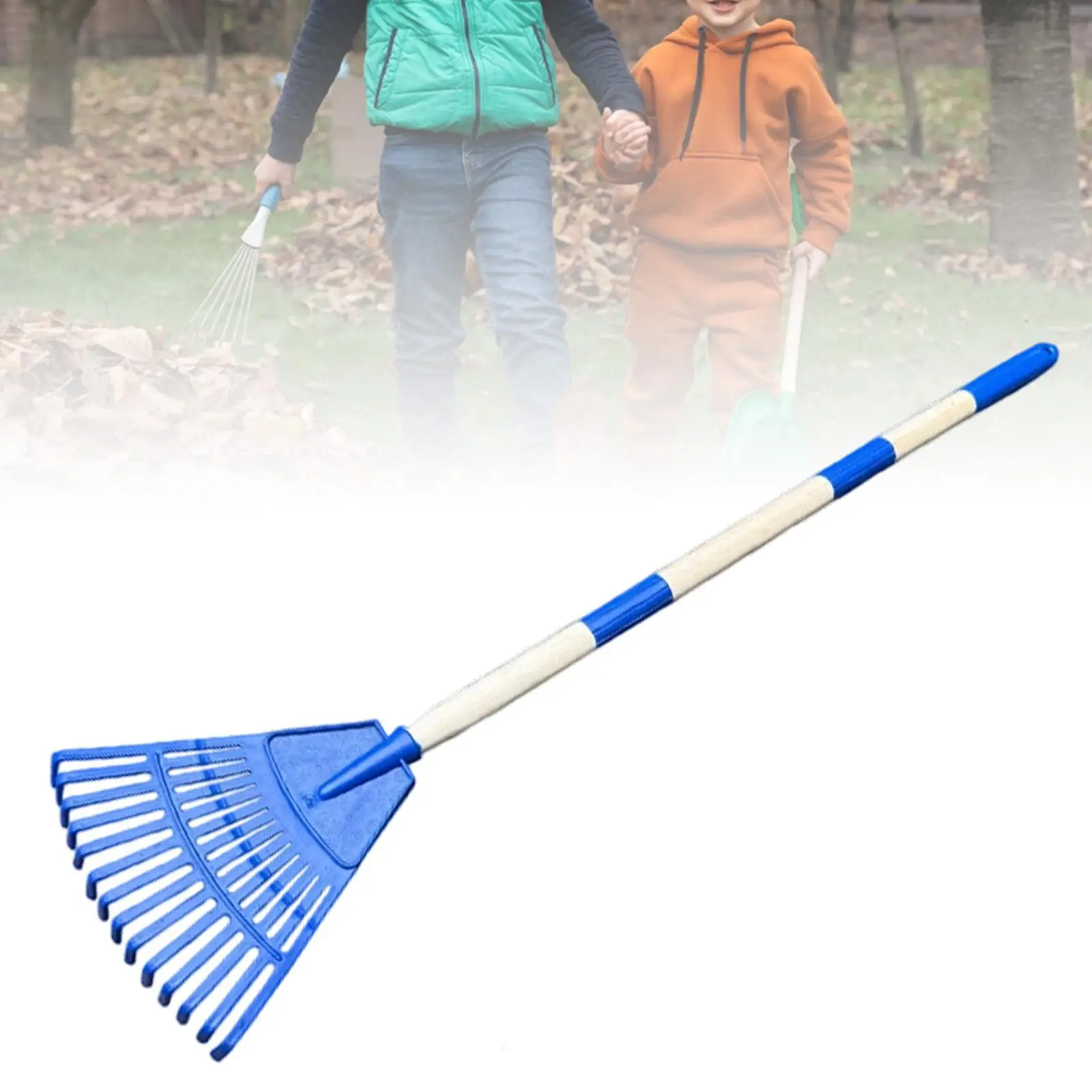 Garden Rake with Handle Heavy Duty Raking Grass and Leaves Tool Quick Clean up Farming Home Kids Rake for Lawns Flower Beds