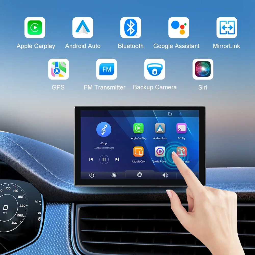 

Универсальный беспроводной CarPlay Android Auto автомобильный радиоприемник мультимедийный видеоплеер портативный сенсорный экран с USBAUX