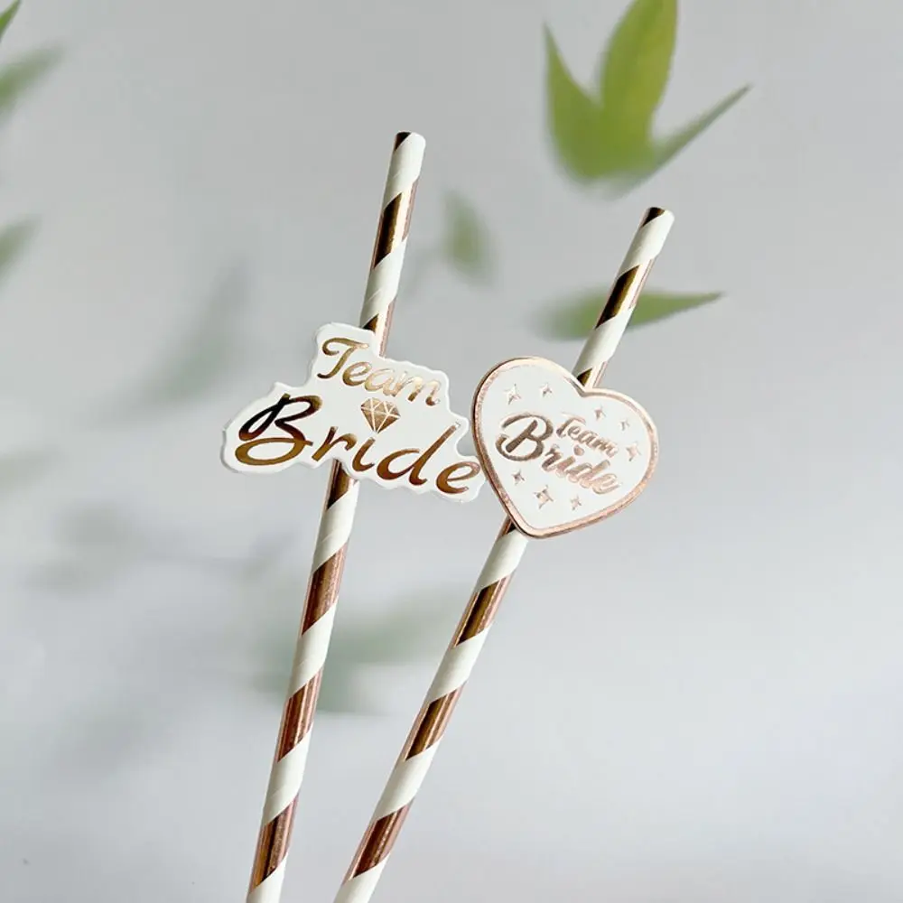 10pcs Single Party Disposable Decor Straws Team Bride To Be Wedding Party Creative Degradable Paper Straw Bachelor Party Favor