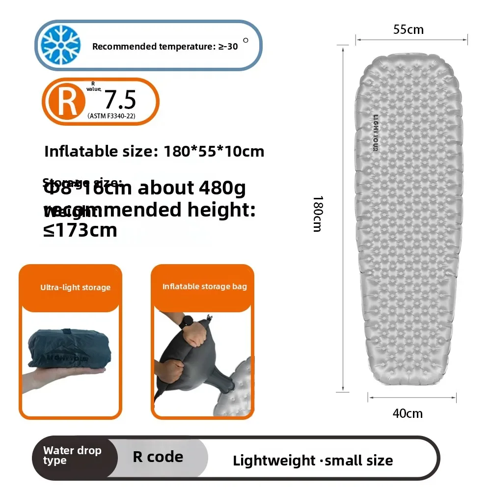 Light Tour R7.5/R3.0 Camping Opblaasbaar Matras Outdoor Draagbare Slaapmatje Ultralight Wandelmat met Opblazen Airbag
