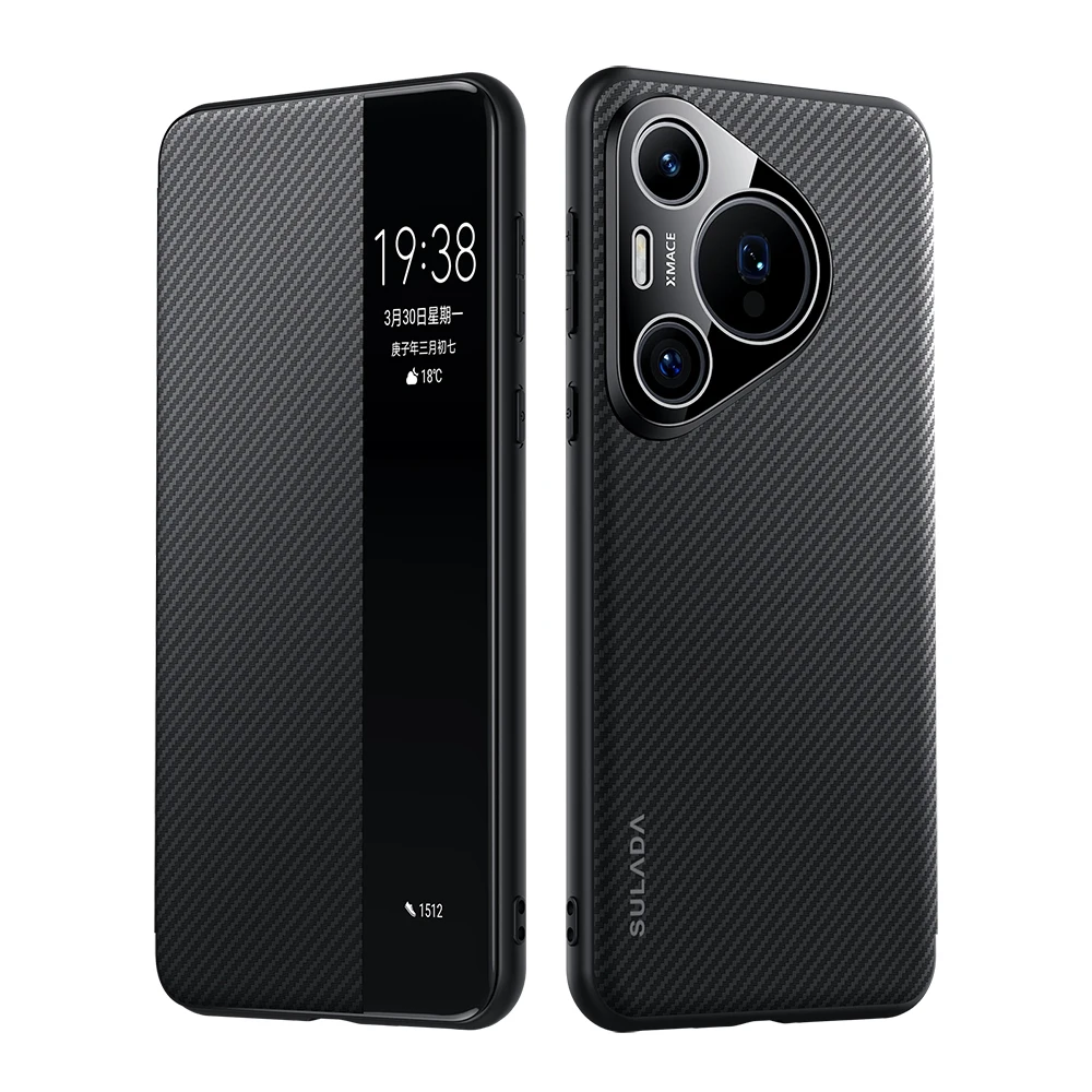

Роскошный пластиковый чехол для телефона с узором из углеродного волокна для Huawei Pura 70 Pro Plus 70 Ultra, откидная крышка с полной защитой