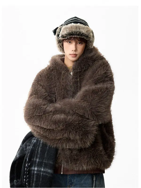 

Модная брендовая мужская зимняя хлопковая куртка, двусторонняя одежда с норковым воротником, повседневная теплая верхняя одежда, свободная посадка из полиэфирного волокна